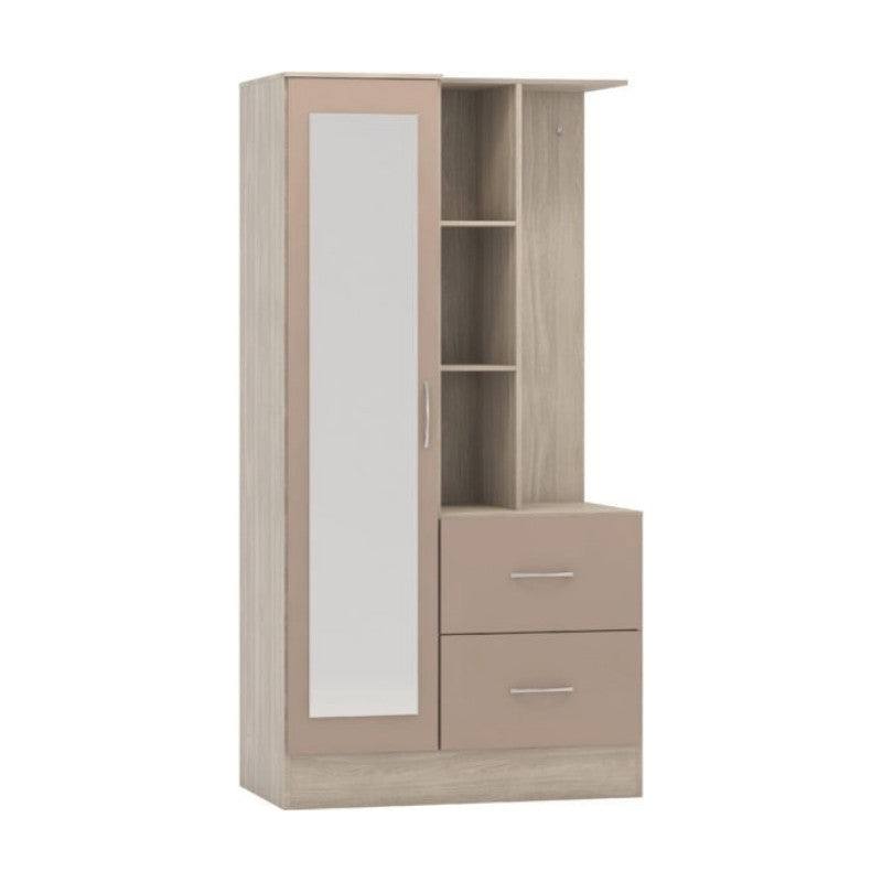 Nevada 1 Door Open Shelf Mirrored Wardrobe - Furniture Network