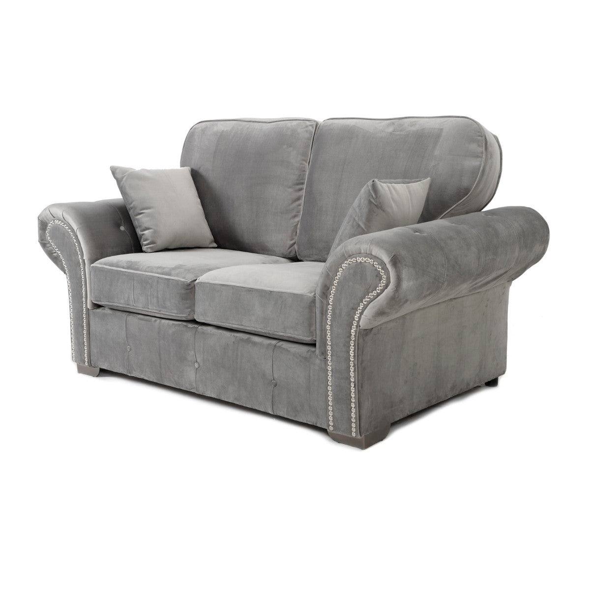 Oakland Full Back 3+2 Sofa Set in Grey Velvet - Furniture Network