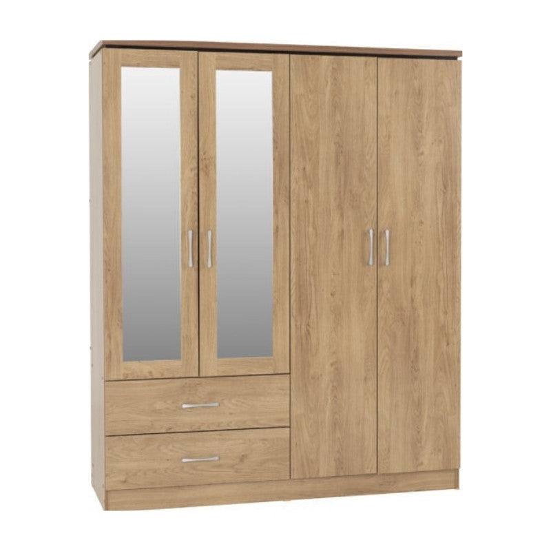 Charles 4 Door Mirrored Wardrobe - Furniture Network