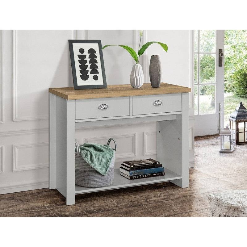 Highgate 2 Drawer Console Table - Navy, Cream, Grey - Furniture Network