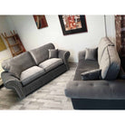 Oakland Full Back 3+2 Sofa Set in Grey Velvet - Furniture Network