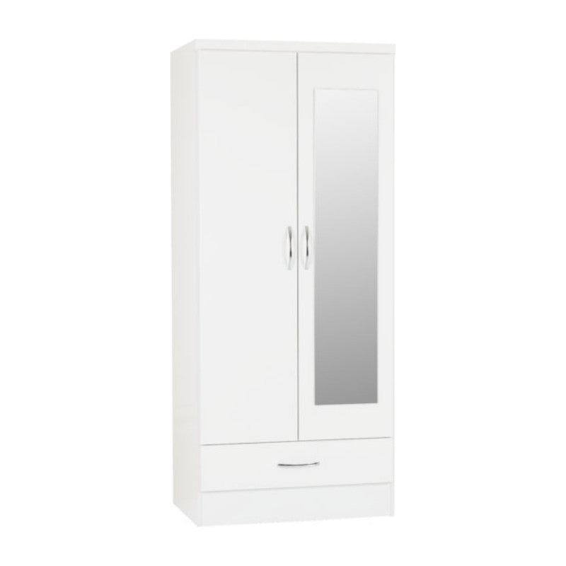 Nevada 2 Door 1 Drawer Mirrored Wardrobe - Furniture Network