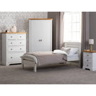 Toledo 3 Drawer Bedside in White or Black with Oak Effect Top - Furniture Network