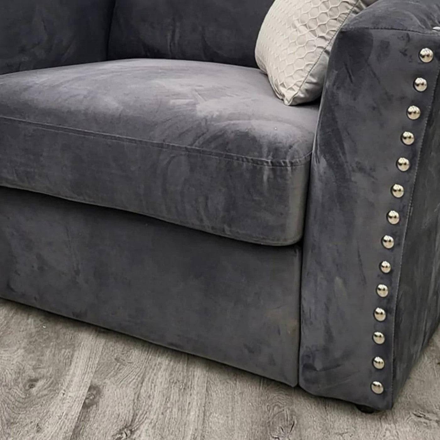 Lincoln 4 Seater Modular Corner Sofa, Grey, Black, or Blue Velvet - Furniture Network