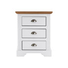 Toledo 3 Drawer Bedside in White or Black with Oak Effect Top - Furniture Network