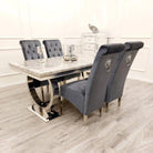 Arriana 1.8m Dining Table with 6 Emma Grey Shimmer Chairs - Furniture Network