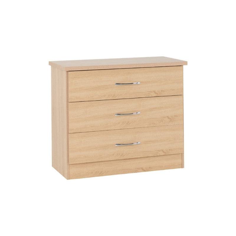 Nevada 3 Drawer Chest (Nightstand / Bedside) - Furniture Network