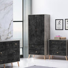 Nordic 2 Door 2 Drawer Wardrobe in Black - Furniture Network