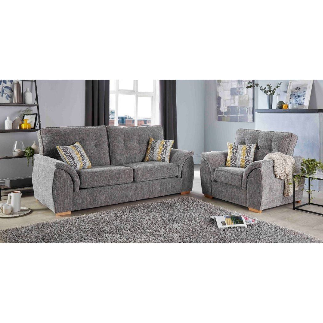 Bespoke Ashley Sofa 3+2 Sofa Set, Footstool, Armchair - Grey, Beige - Furniture Network