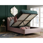 Lottie Pink Velvet Fabric Ottoman Storage Bed - Double, King - Furniture Network