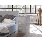 High-Gloss Lynx 3 Drawer Bedside in Grey, Black, White, Brown, Silver - Furniture Network