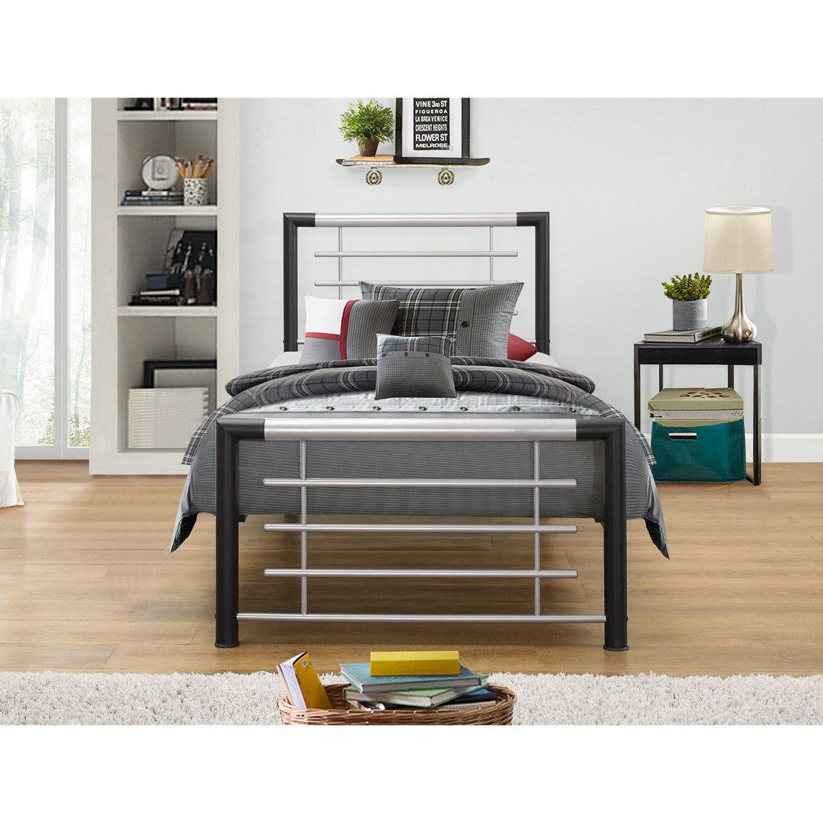 Faro Grey Metal Bed - Single, Queen, Double - Furniture Network