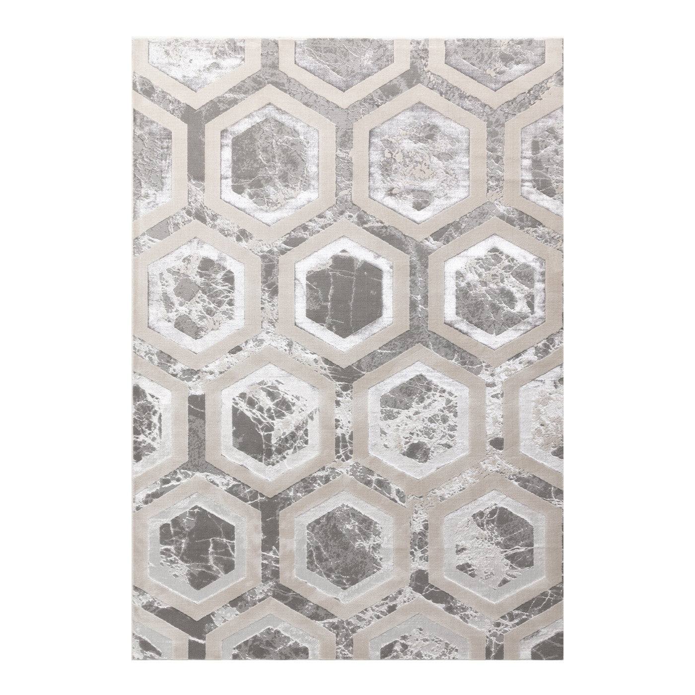 Aurora Crystal Metallic Silver Rug - Abstract & Geometric - Furniture Network