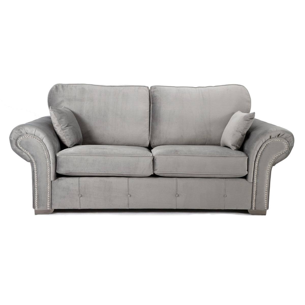 Oakland Full Back 3+2 Sofa Set in Grey Velvet - Furniture Network