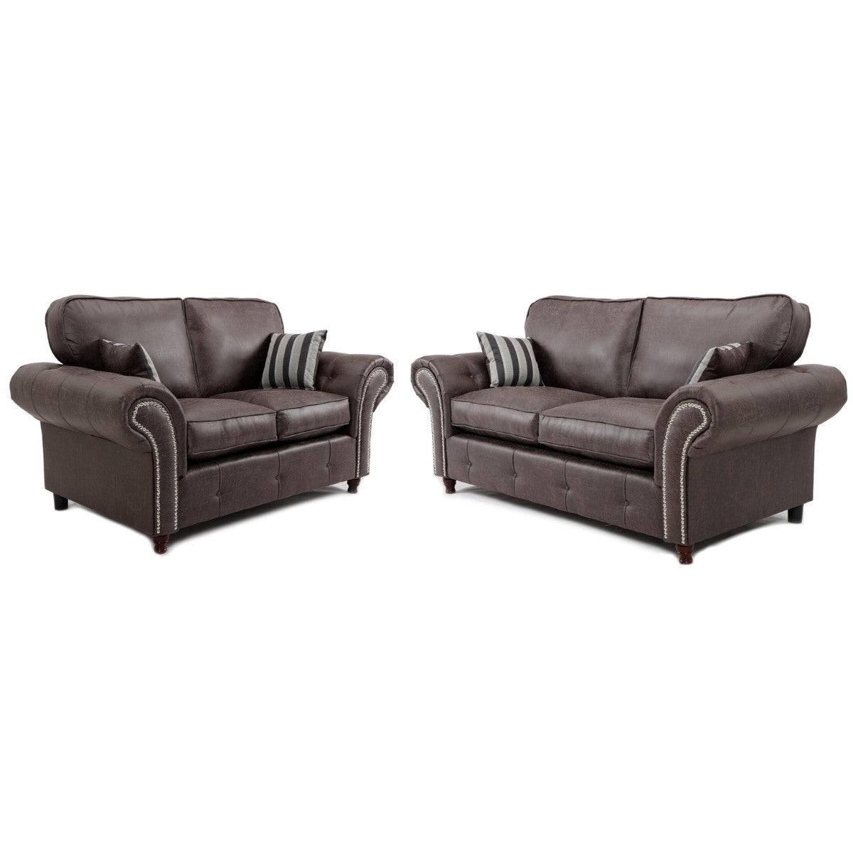 Oakland Leather 3+2 Sofa Set (Dark Brown) - Furniture Network