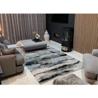 Aurora Quartz Metallic Abstract Rug in Silver & Grey - Furniture Network