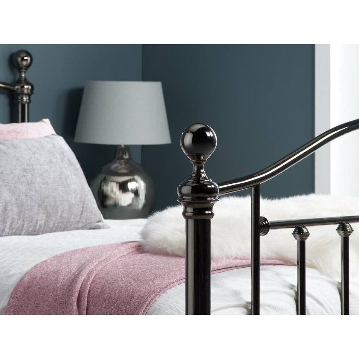 Victoria Black Metal Bed - Double or King Size - Furniture Network