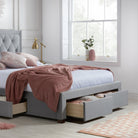 Woodbury Grey Velvet Fabric Storage Bed - Double, King, Super King - Furniture Network