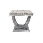 Arial Marble or Glass Lamp Table with Curved Stainless Steel Base - Furniture Network