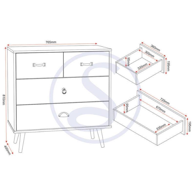 Nordic Style 2+2 Drawer Chest in Black - Furniture Network