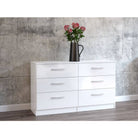 High-Gloss Lynx 6 Drawer Chest in Grey, Black, White, Brown, Silver - Furniture Network