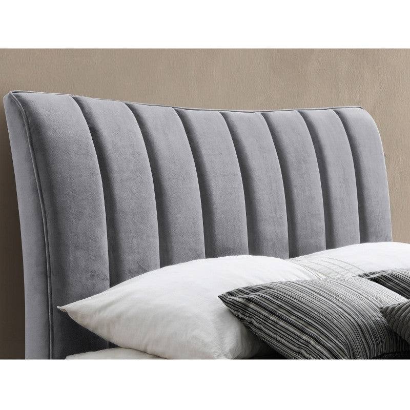 Clover Grey Velvet Fabric Bed - Queen, Double, King - Furniture Network