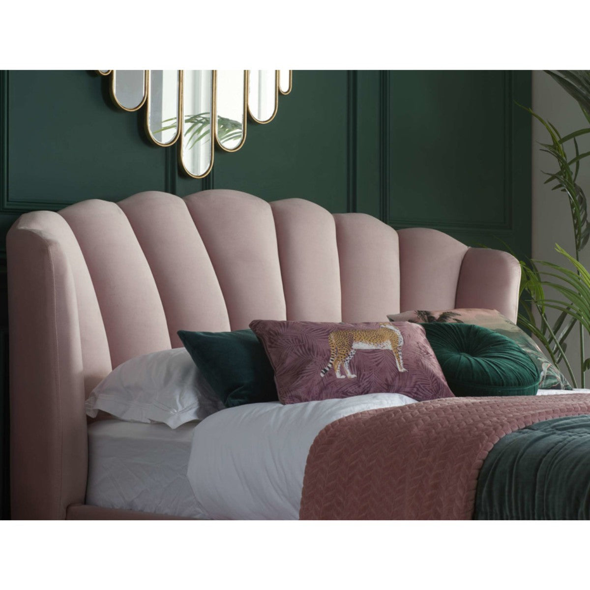 Lottie Pink Velvet Fabric Ottoman Storage Bed - Double, King - Furniture Network