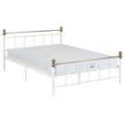 Marlborough White & Gold Double Metal Bed - Furniture Network