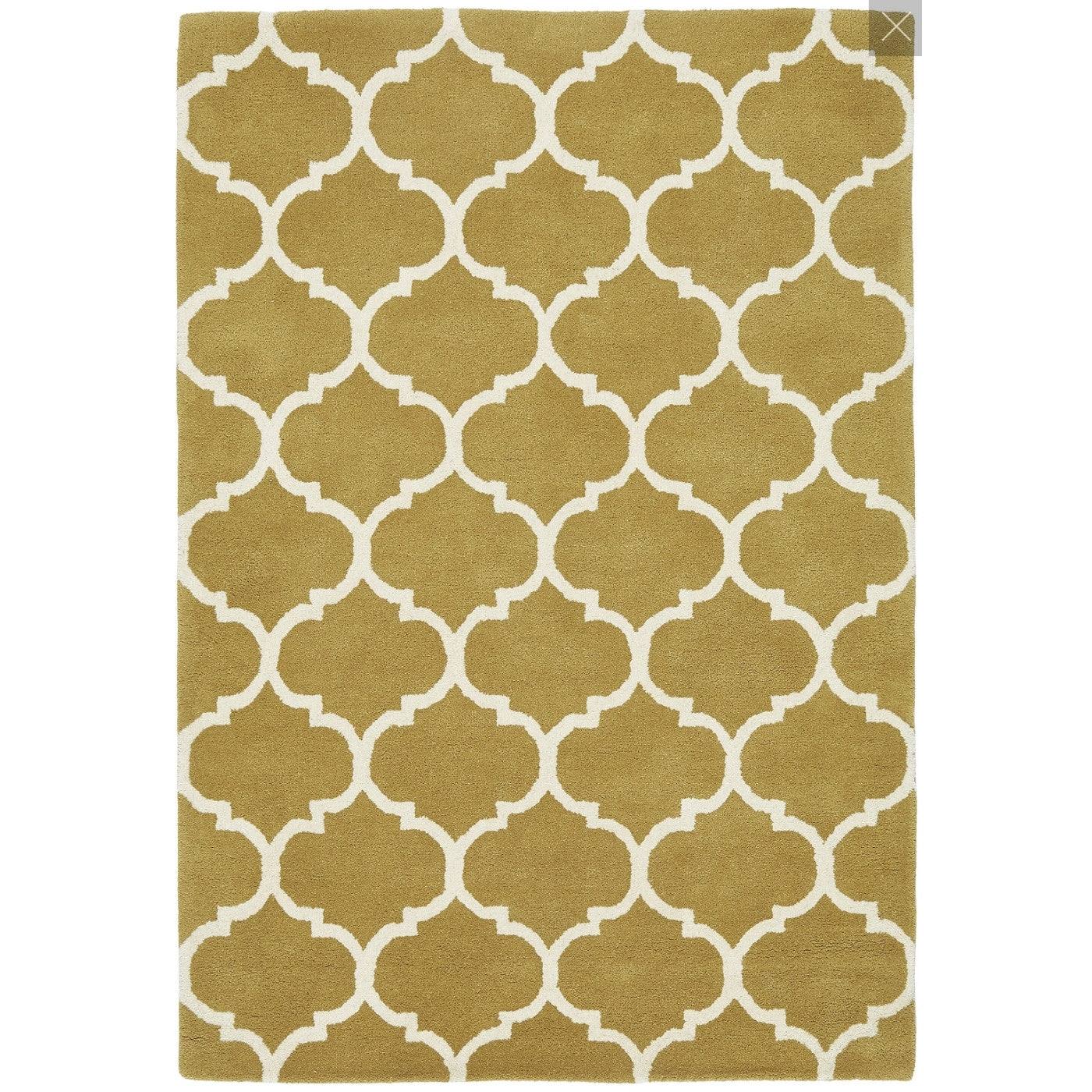 Albany Contemporary Wool Rug in Mustard, Beige, Green, Black, Blue - Furniture Network