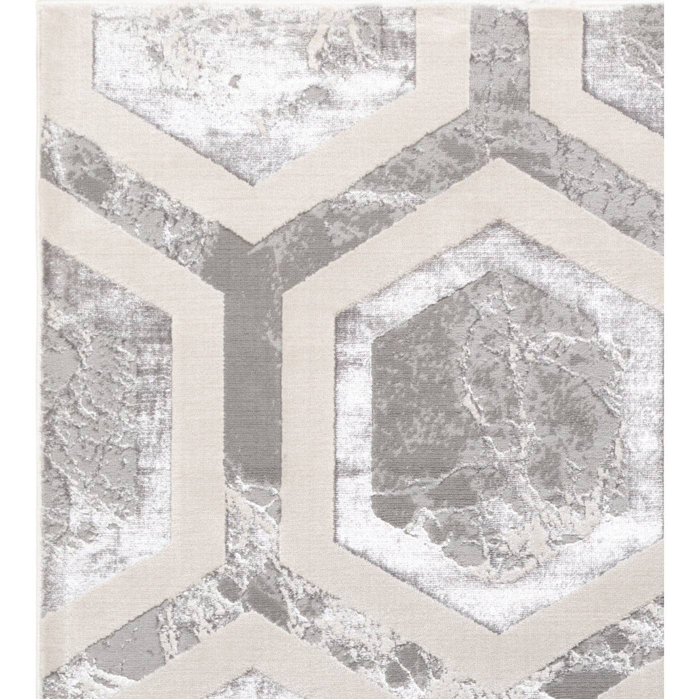 Aurora Crystal Metallic Silver Rug - Abstract & Geometric - Furniture Network