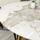 Nero Gold Base Round Dining Table with Sintered White Stone Top - Furniture Network