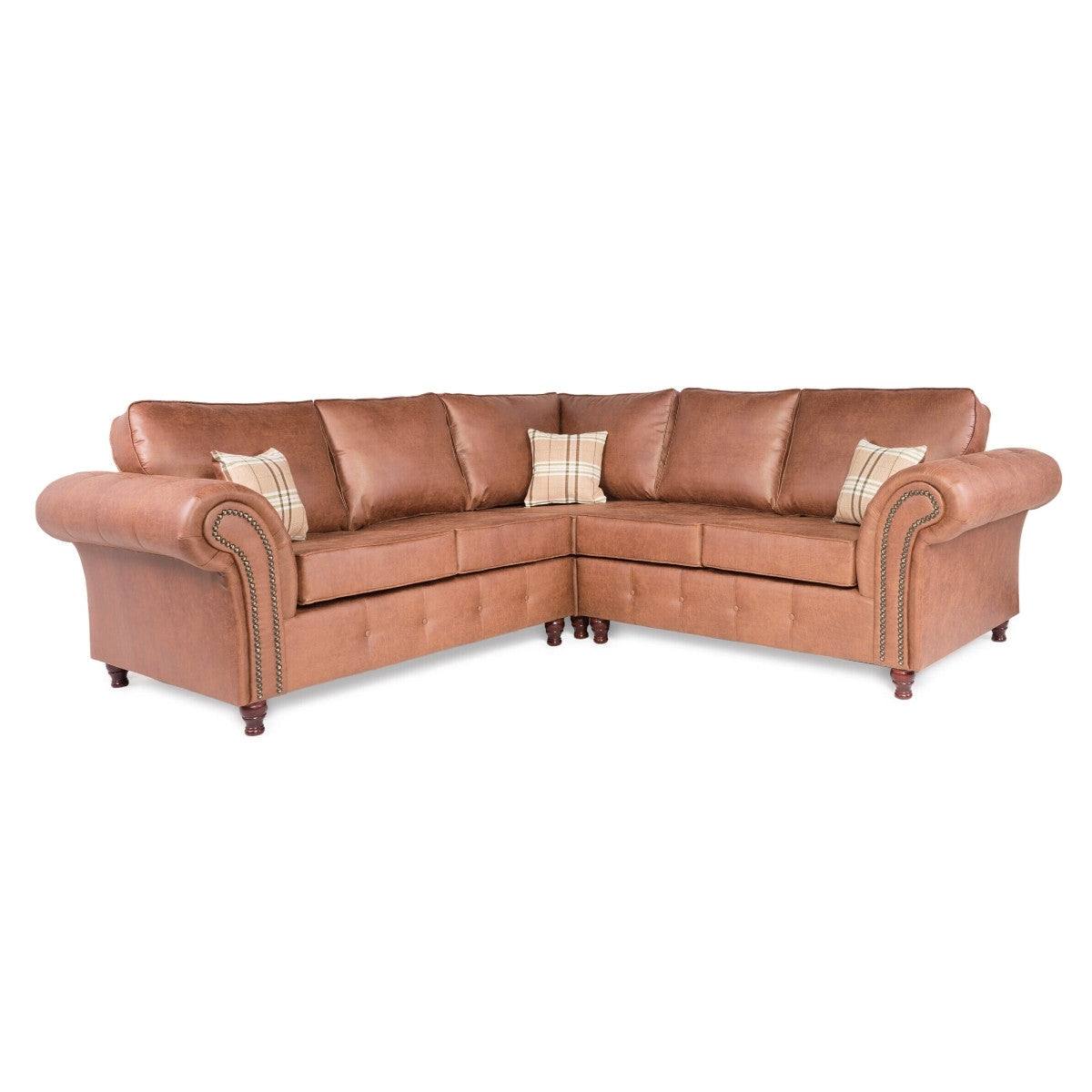 Oakland Leather Corner Sofa (Tan) - Furniture Network