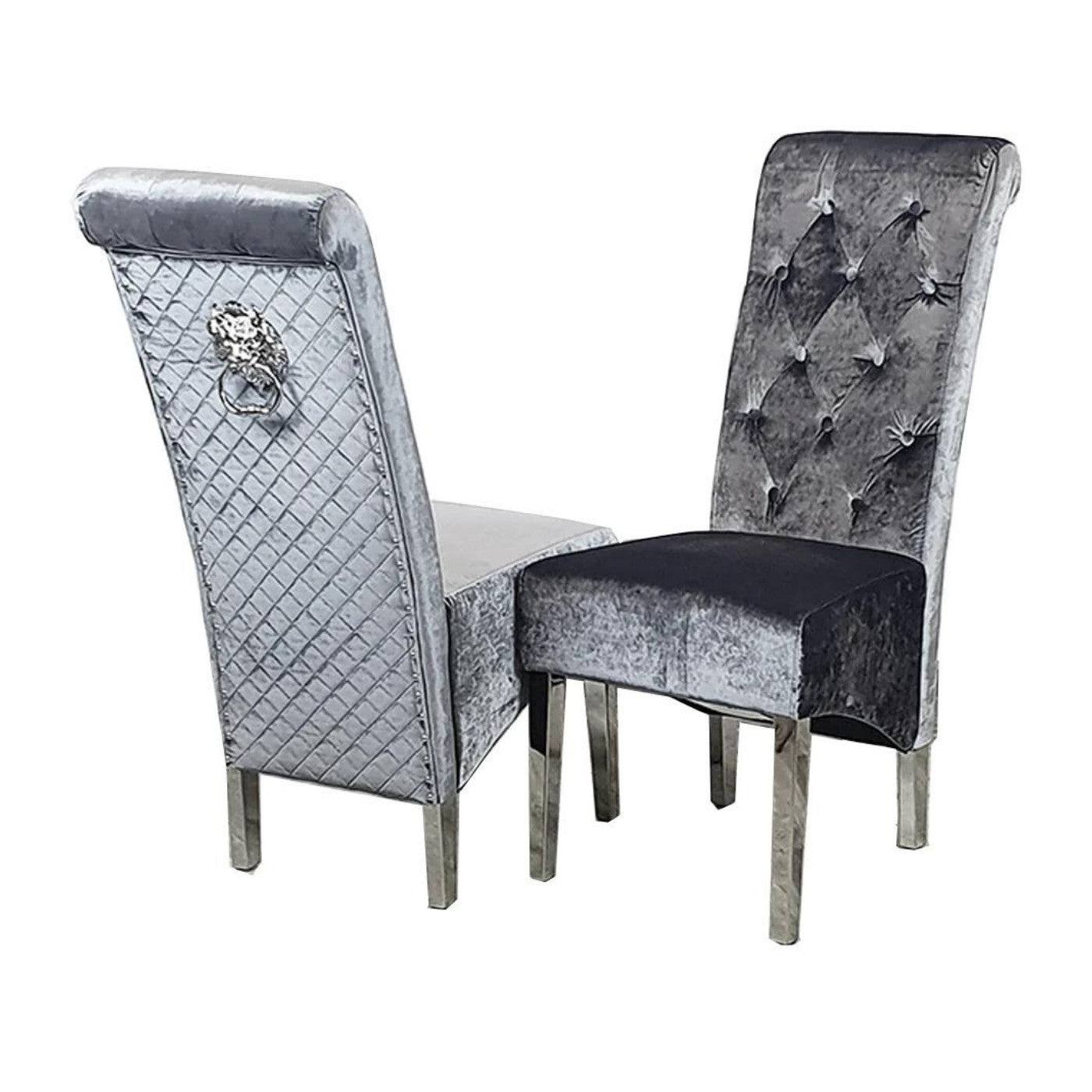 Emma Dining Chair with Lion Knocker & Quilted Back - Furniture Network