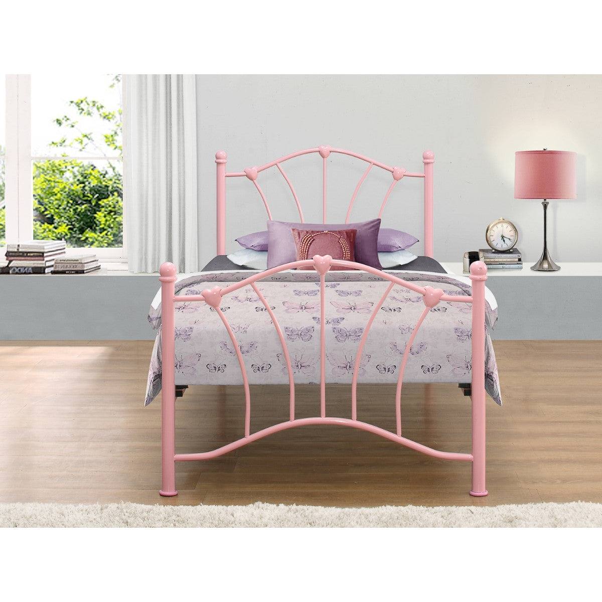 Sophia Pink or Cream Single Metal Bed - Furniture Network