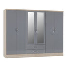 Nevada 6 Door 2 Drawer Mirrored Wardrobe - Furniture Network