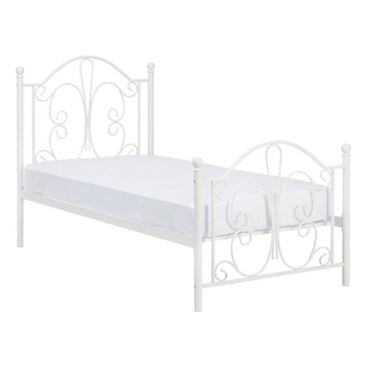 Annabel White Butterfly Metal Bed - Single, Double - Furniture Network