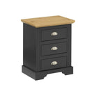 Toledo 3 Drawer Bedside in White or Black with Oak Effect Top - Furniture Network