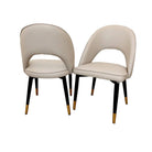 Astra Open Back Beige Leather Dining Chair with Black & Gold Feet - Furniture Network