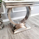 Arriana Marble or Glass Lamp Table with Round Stainless Steel Base - Furniture Network