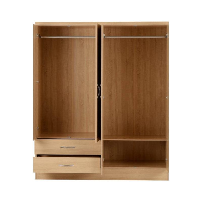 Nevada 4 Door 2 Drawer Mirrored Wardrobe - Furniture Network