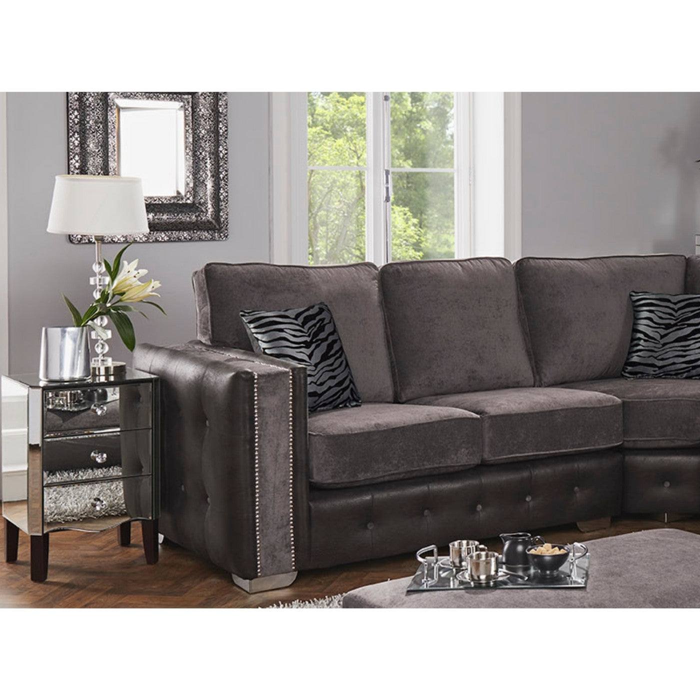 Glimmer Corner Sofa, Sofa Set, 3&2 Seaters in Grey Fabric - Bespoke - Furniture Network