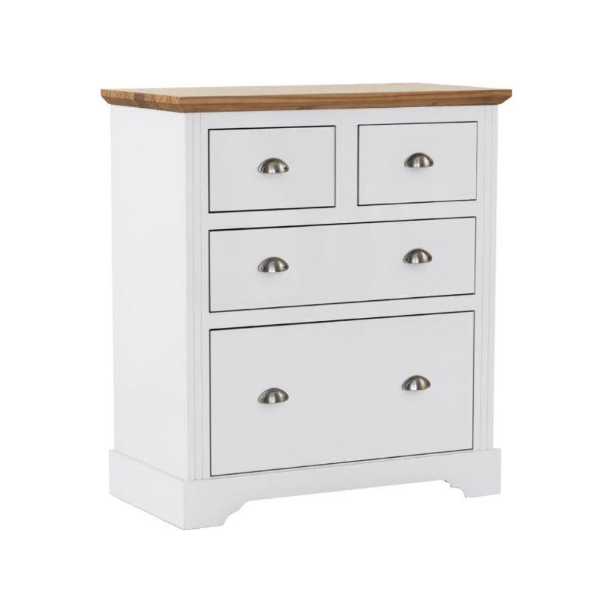 Toledo 2+2 Drawer Chest in White or Black with Oak Effect Top - Furniture Network