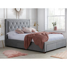 Woodbury Grey Velvet Fabric Storage Bed - Double, King, Super King - Furniture Network