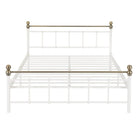 Marlborough White & Gold Double Metal Bed - Furniture Network