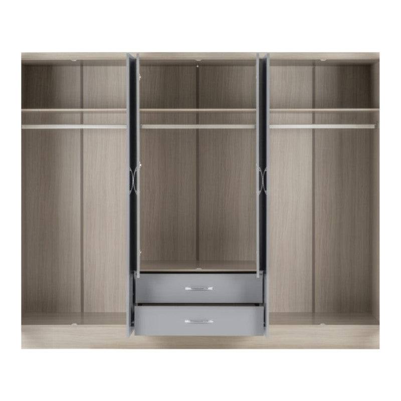 Nevada 6 Door 2 Drawer Mirrored Wardrobe - Furniture Network