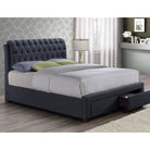 Valentino 2 Drawer Grey Fabric Bed - Double, King - Furniture Network