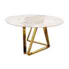 Nero Gold Base Round Dining Table with Sintered White Stone Top - Furniture Network