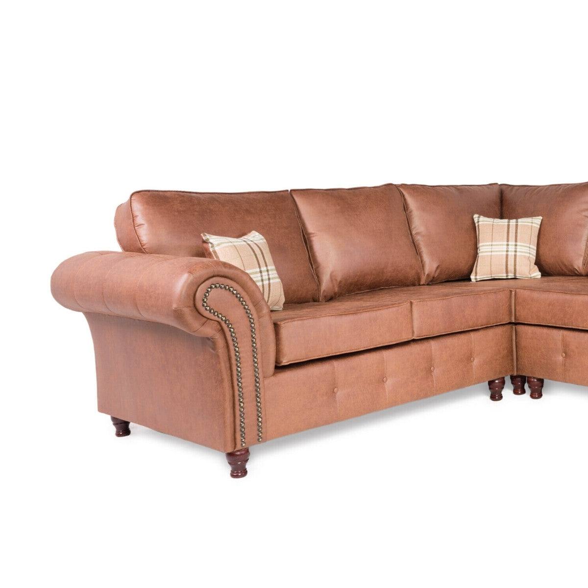 Oakland Leather Corner Sofa (Tan) - Furniture Network