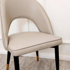 Astra Open Back Beige Leather Dining Chair with Black & Gold Feet - Furniture Network