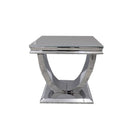 Arial Marble or Glass Lamp Table with Curved Stainless Steel Base - Furniture Network